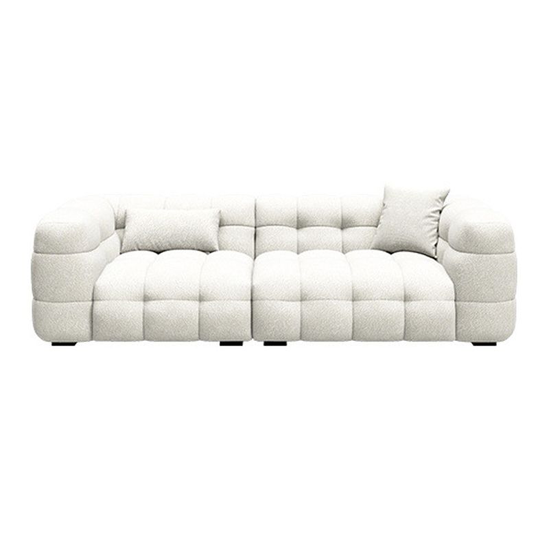 Biscuit Back Sofa Stain Resistant Modern Tuxedo Arm Sofa in White