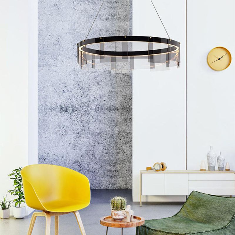 Moderner Stil runder Schatten hängend hängendes Glas Metall Anhänger Licht für Wohnzimmer