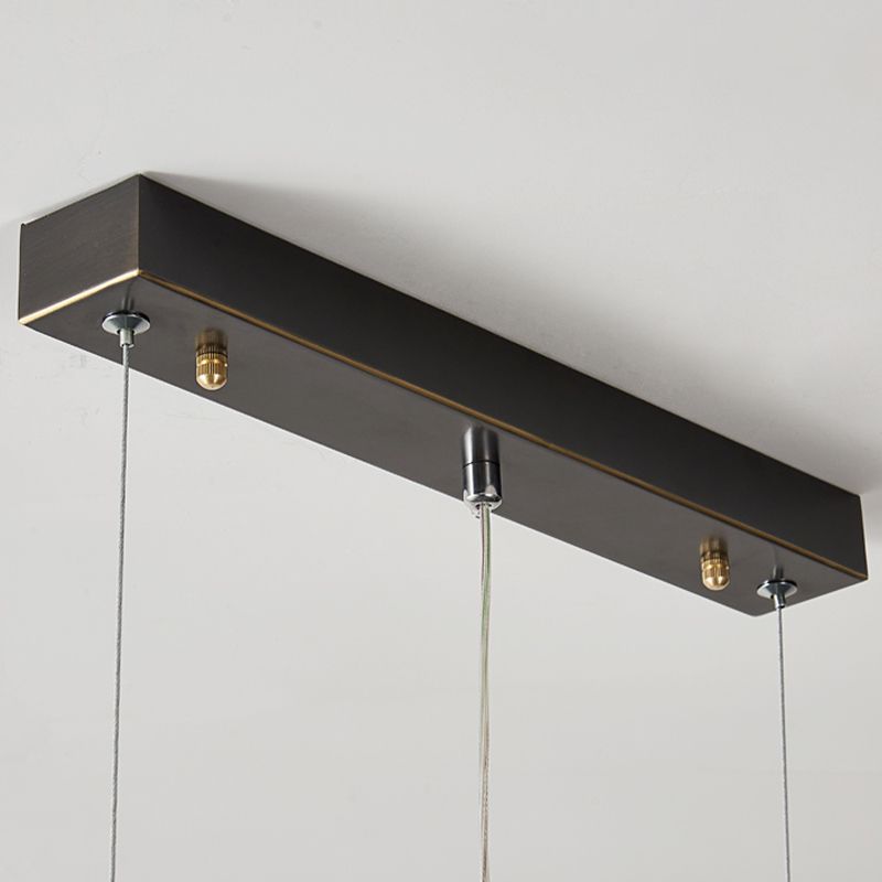 Contemporary Metal Linear Shape Pendant Light with Glass Shade for Dining Room