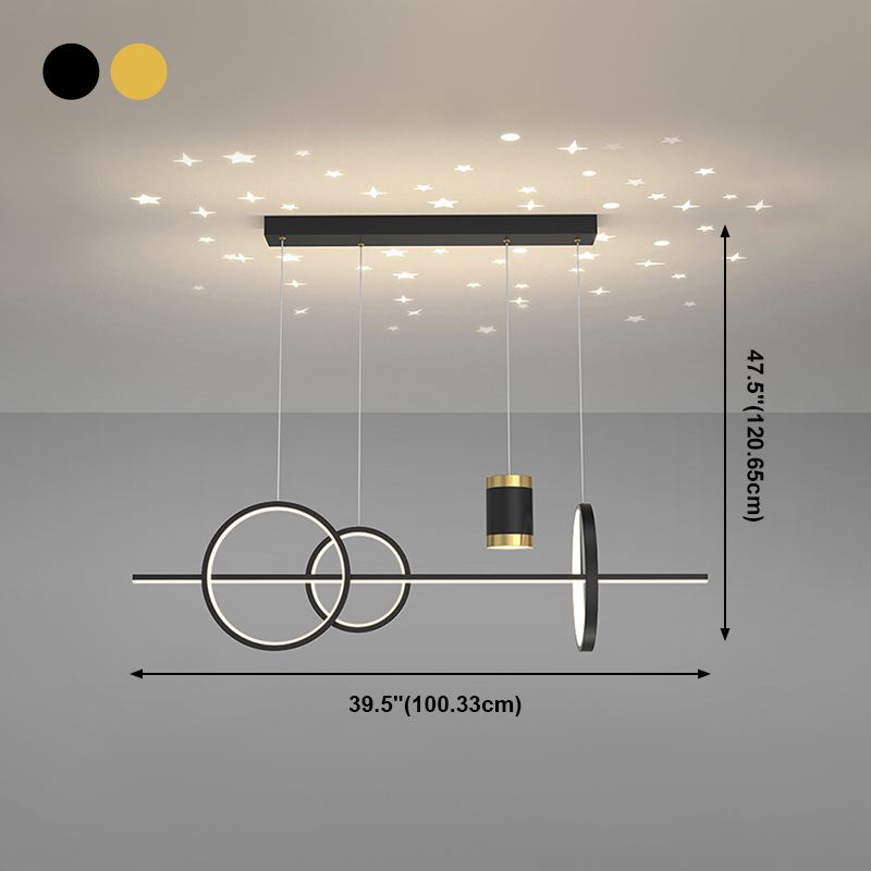 Modern Style Geometric Hanging Pendant Lights Metal 5 Light Pendant Light Fixtures