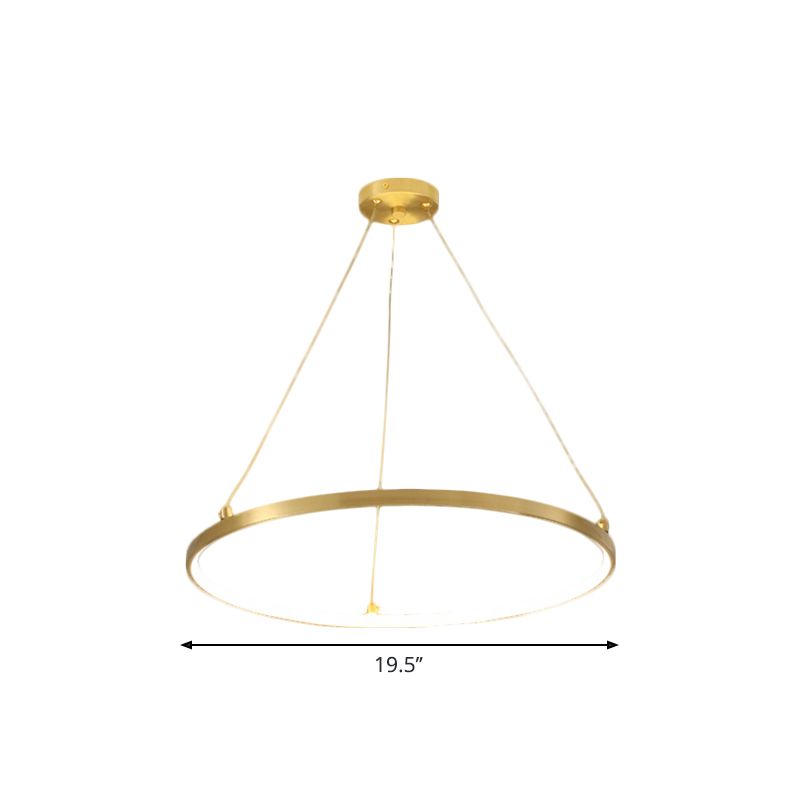 Gold Hoop Hanging Chandelier Simplicity LED Metallic Suspension Pendant for Dining Room