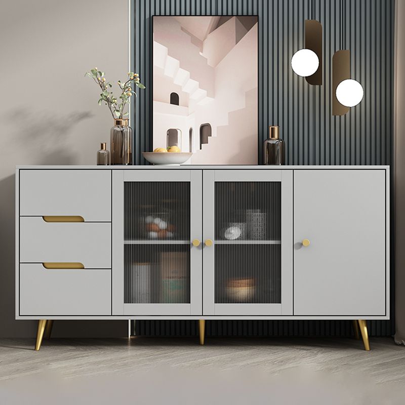 63" L Modern Accent Chest with 2-Drawer and 2-Door Wood Chest