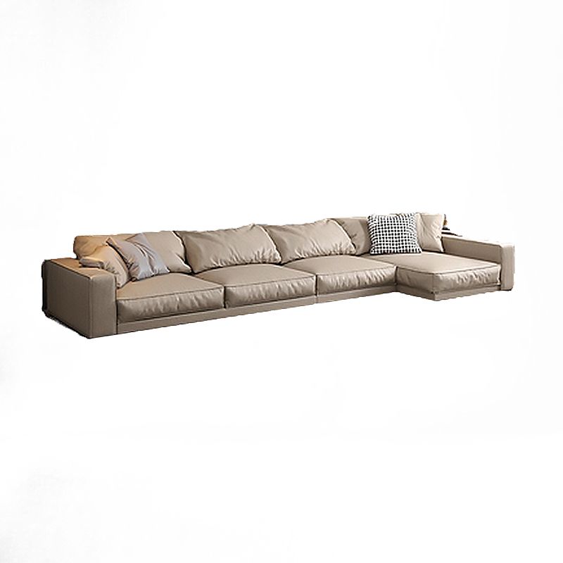 Pillowed Back Cushions Sectional Sofa, Square Arm Sectional Sofa,in Cream22"