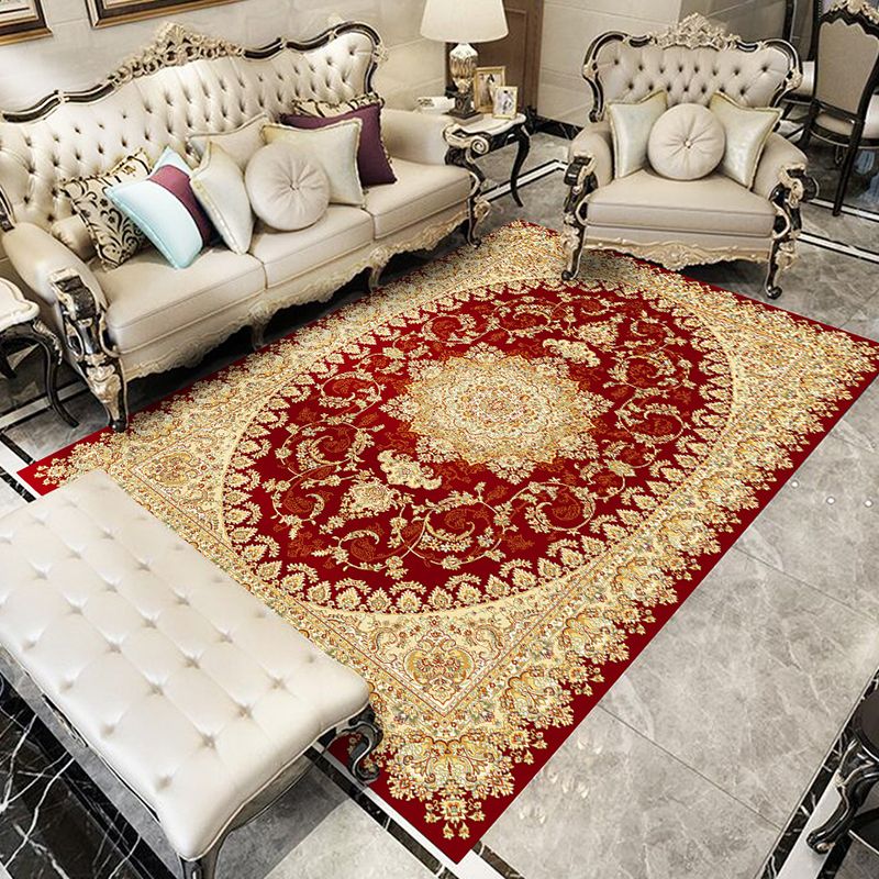 Glam Floral Swirls Rug Multicolor Victorian Rug Synthetics Pet Friendly Non-Slip Stain Resistant Rug for Home