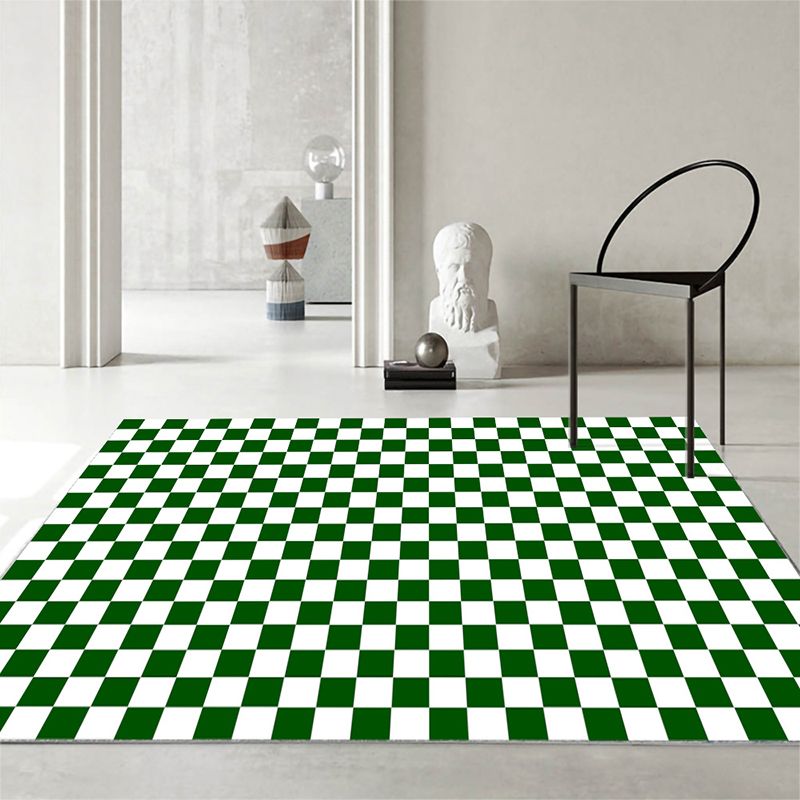 Contemporary Checkered Print Rug Polyester Carpet Stain Resistant Indoor Rug for Home Decoration