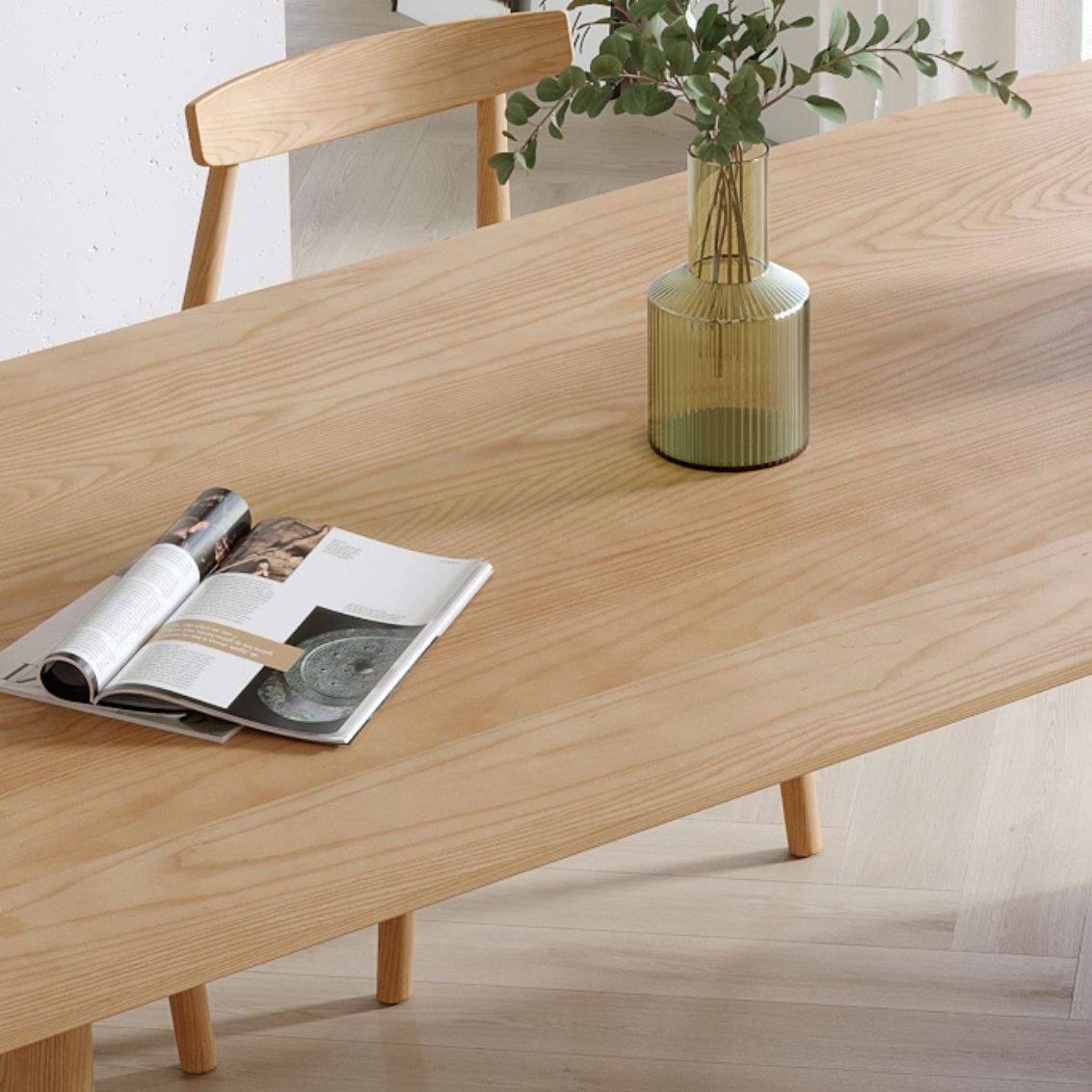 Modern Pine Wood Indoor Table for Restaurant Rectangle Dining Table wi