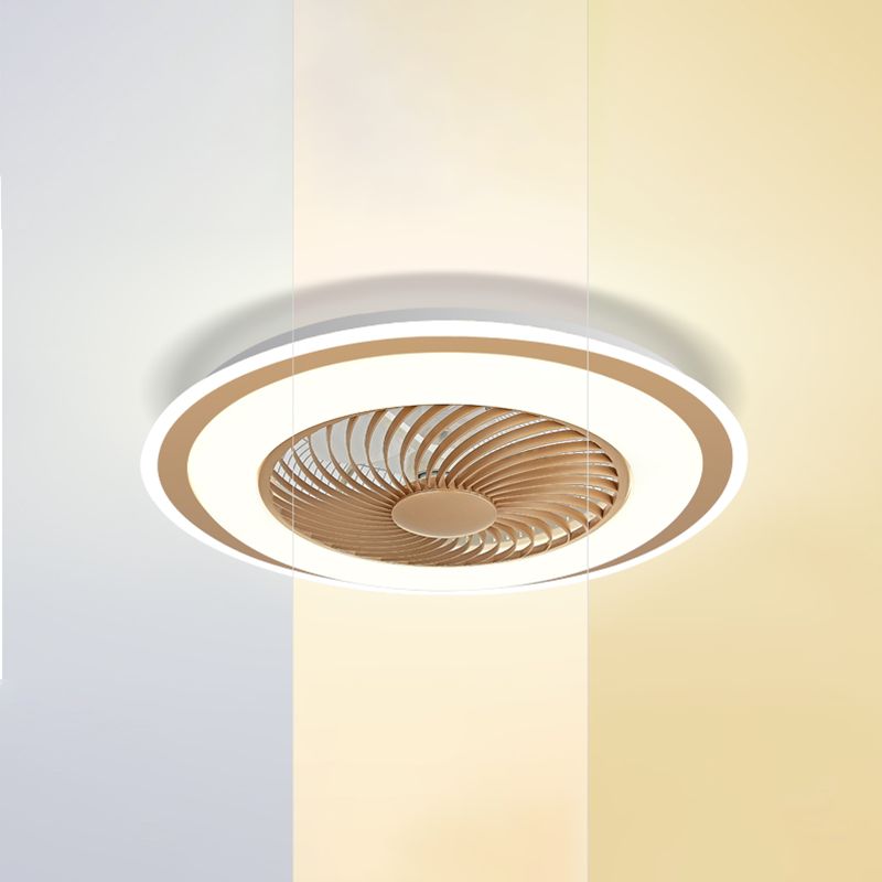 Runde Wohnheimraum LED Deckenventilator Metallic Nordic Semi Flush Mount Lighting