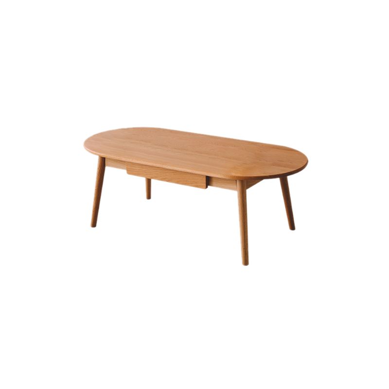 Contemporary Wooden Coffee Table Elliptical 4 Legs Cocktail Table
