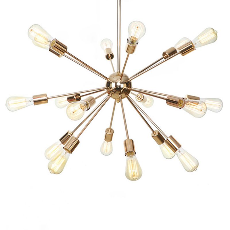 Candelera de metal satelital en forma de ráfaga Estilo industrial de estilo de suspensión de múltiples luces para sala de estar para la sala de estar del dormitorio