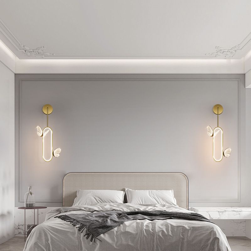 1 Light Oval Wall Lighting Fixtures Modern Style Metal Wall Mounted Lamps