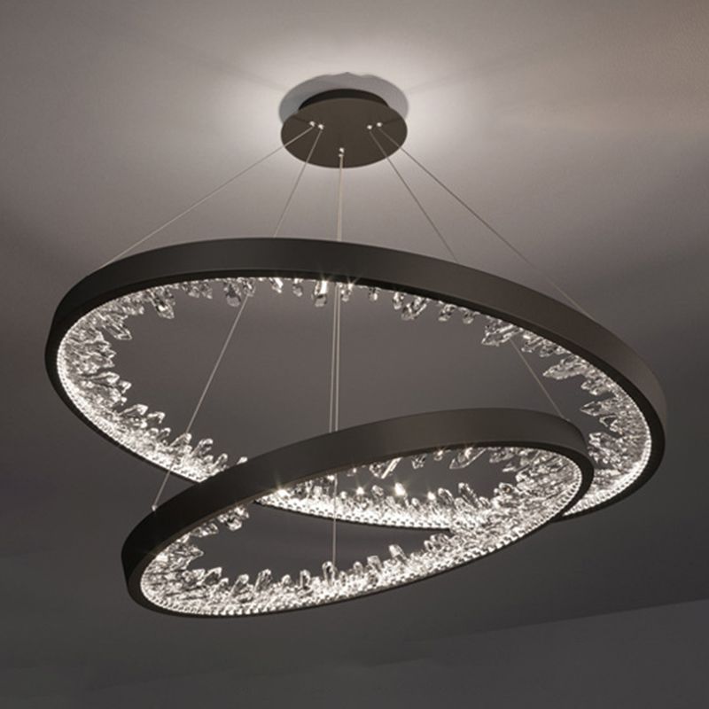 Aluminum Circle Chandelier Lamp Simple Bedroom Chandelier Light