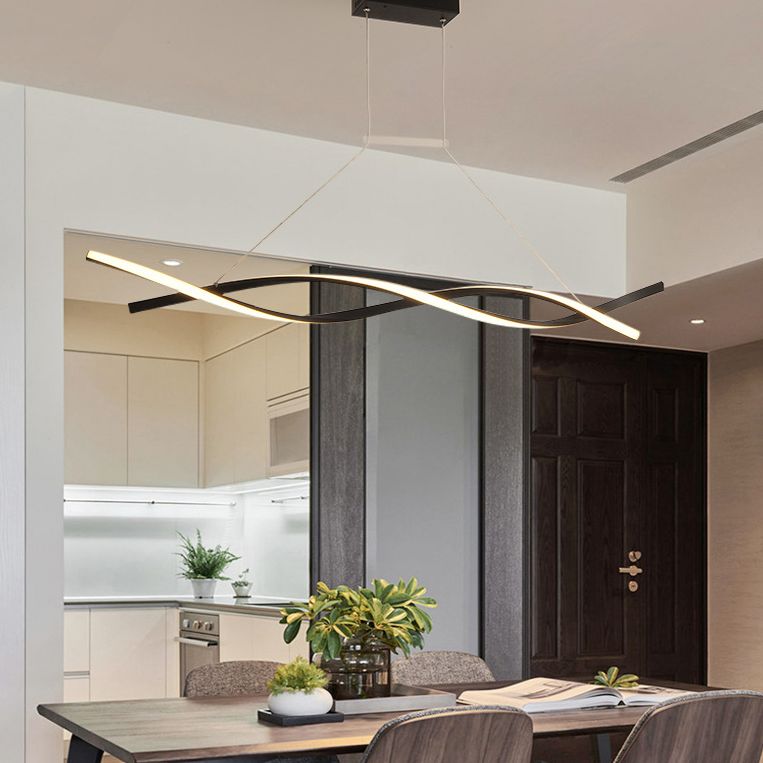 Moderne lineaire kroonluchter verlichtingsarmaturen Metallic Hanging Light Kit voor restaurant