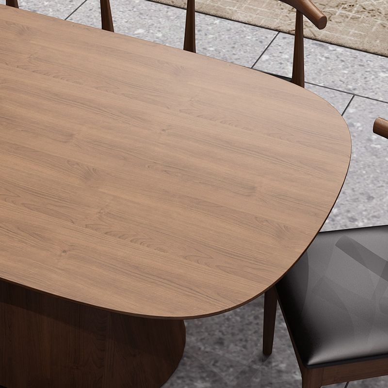 Oval Solid Wood Dining Table Contemporary Dining Table with Double Pedestal Base