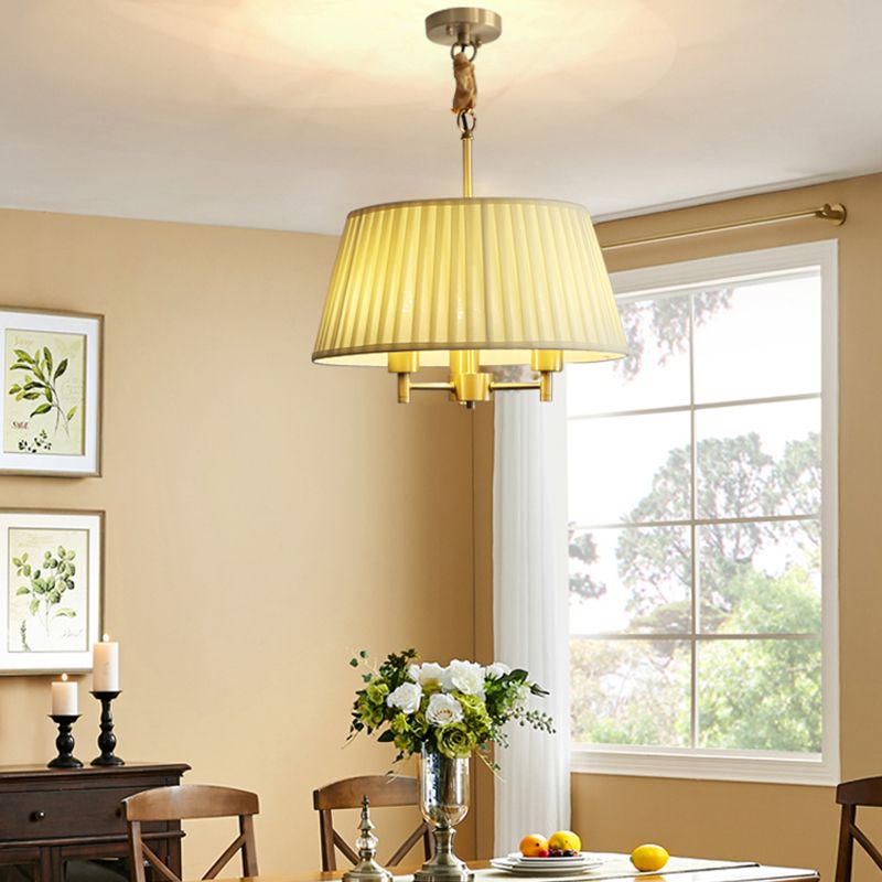 Classic Tapered Chandelier 3-Light Fabric Hanging Light Fixture for Dining Room