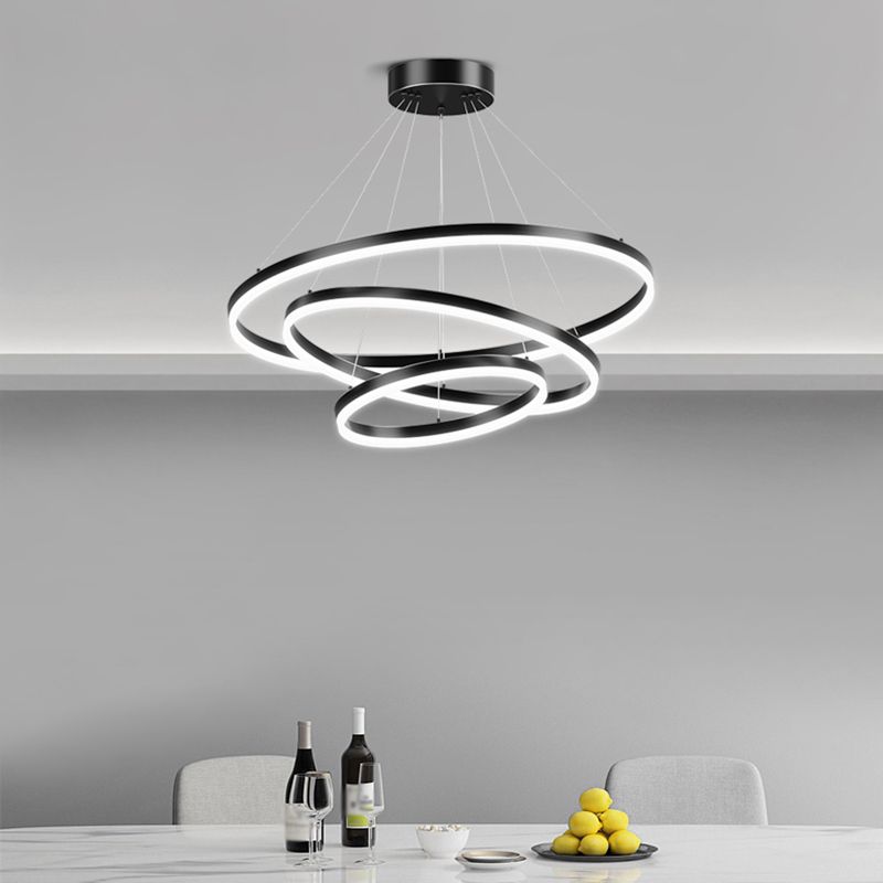 Contemporary Circle Shape Pendant Chandeliers Metal Pendant Lighting in Black