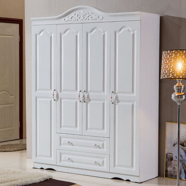 Bedroom Hinged Door Storage Cabinet Manufactured Wood Victorian Cabinet with Drawers