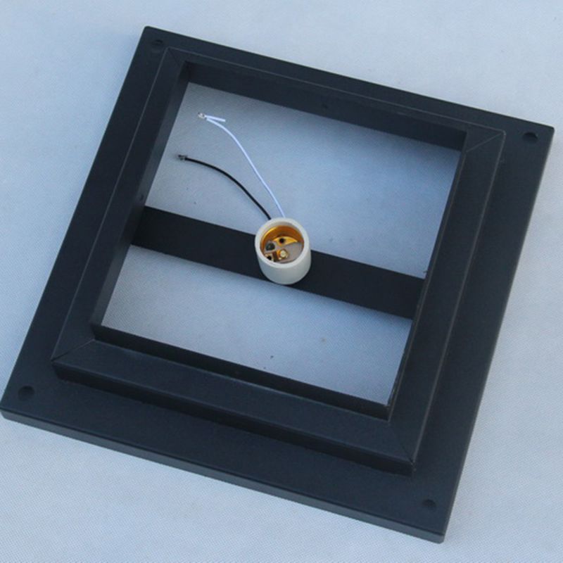 Square Shape Metal Outdoor Light Modern 1 Light Solar Pillar Lamp
