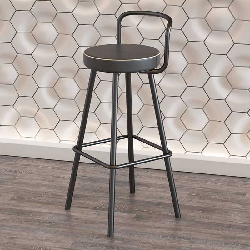 Glam Footrest Round Counter-height Stool Low Back Leather Counter Stool