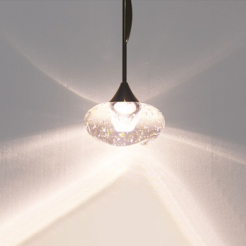 Palla trasparente mini ciondolo luce contemporanea cristallo 1 camera da letto giù per l'illuminazione a metà round