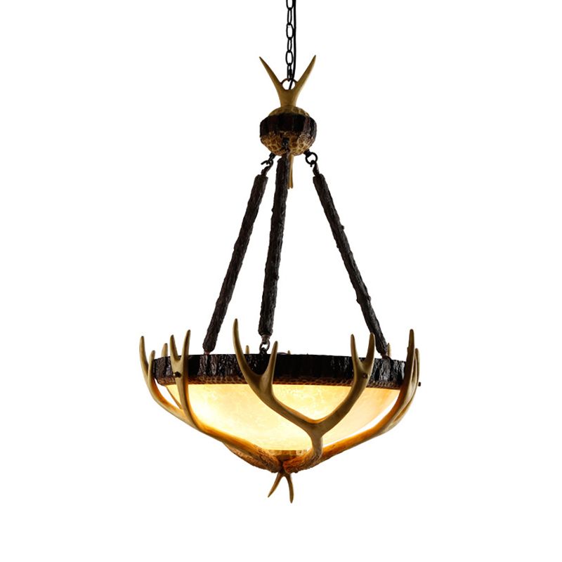 Brown 3 têtes CHANDELIER LIGHTING RUSTIC GLAST HEMISPHERE Suspension Lampe pour le salon