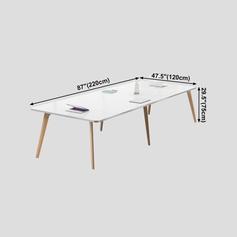 Manufactured Wood Contemporary Rectangle Table White Wood Top Table with 4 Legs