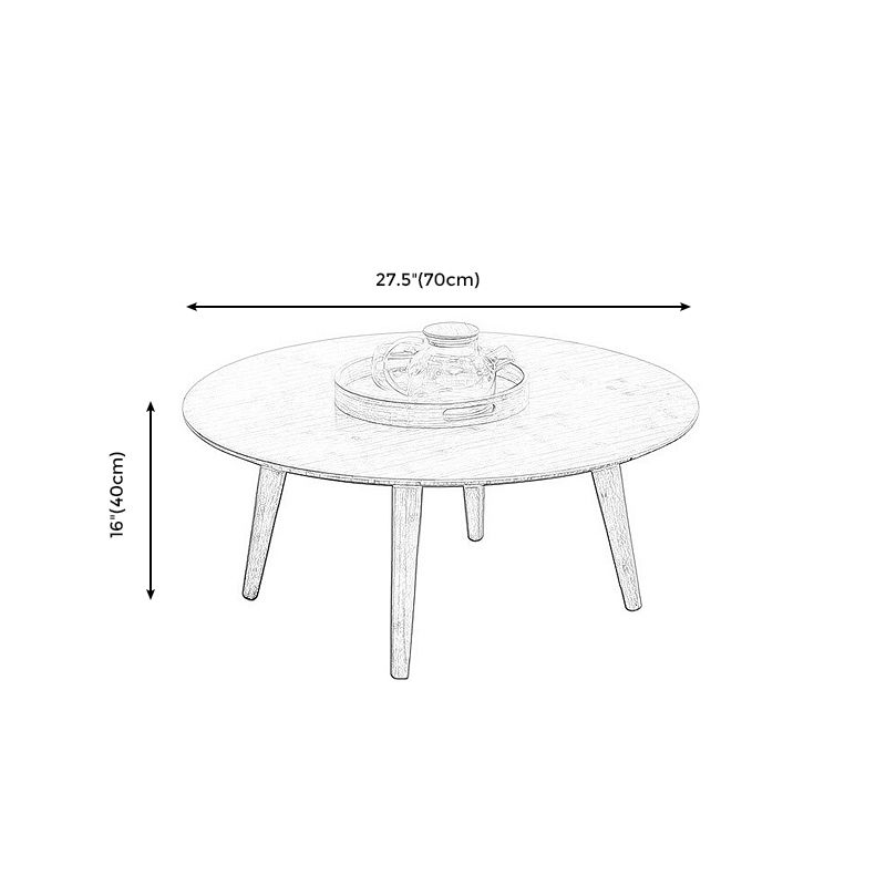 Round Wood Coffee Table Scandinavian 4 Legs Natural Cocktail Table