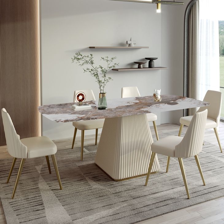 Nordic Sintered Stone Top Dining Set Rectangle 1/4/5/6/7 Pieces Dining Room Table Set