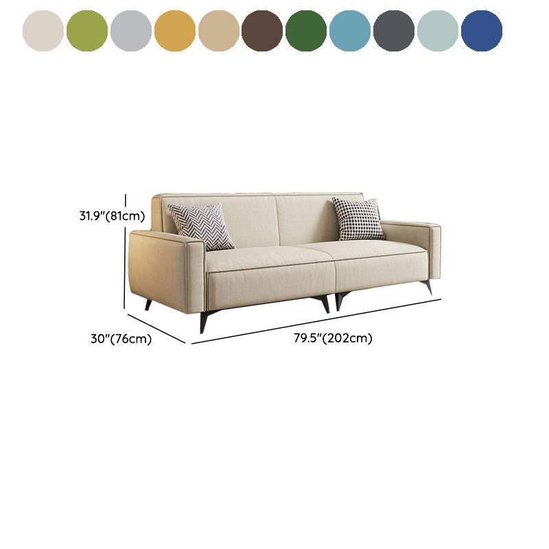 Contemporary Style 29.52" Wide Solid Color Sofa Square Arm Sofa