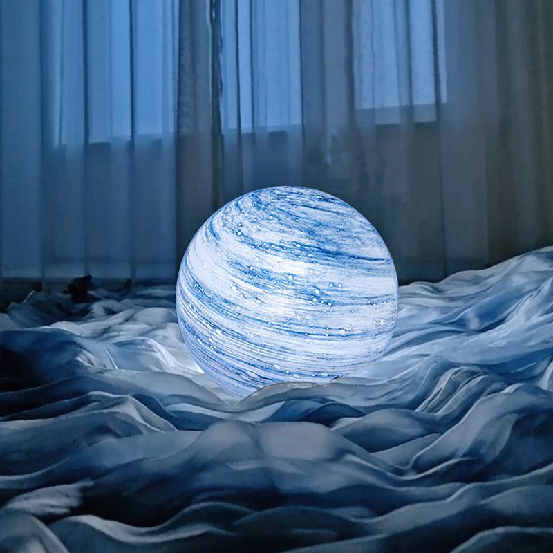 1 Lámpara de mesa de luna creativa de luz luz de vidrio de estilo moderno para sala de estar de dormitorio