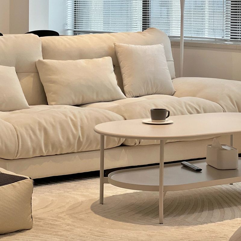 4 Legs Coffee Cocktail Table Wooden Oval Coffee or End Table with Shelf