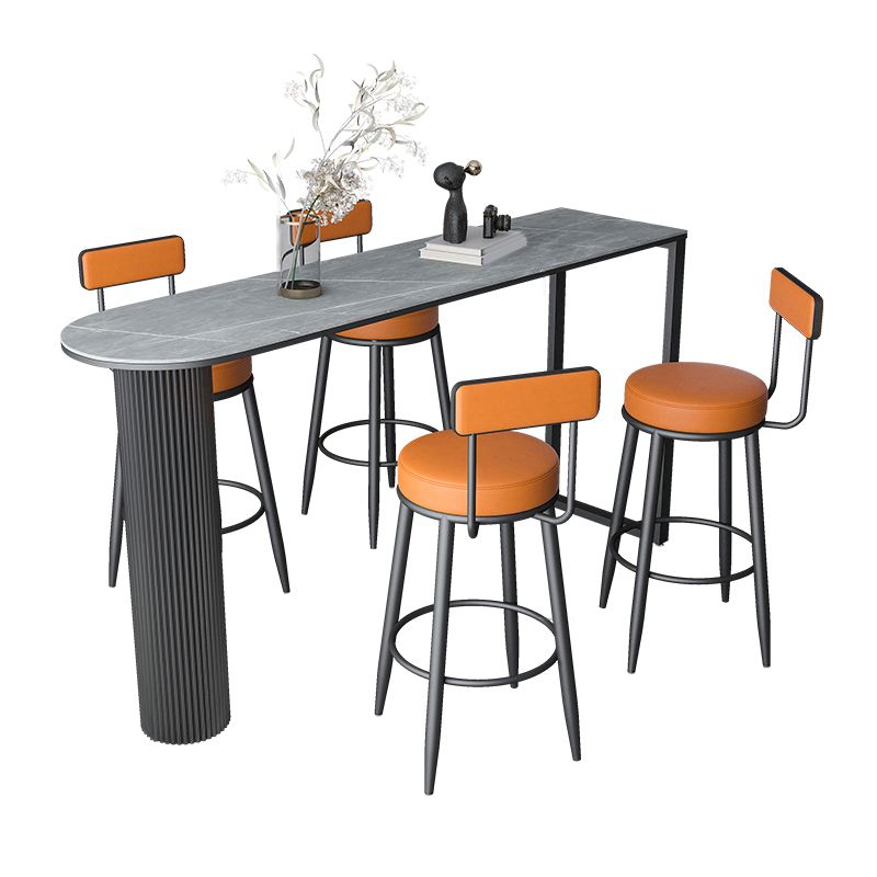 1/5 Pieces Bar Stool and Table Set Industrial Oval Bar Table Set