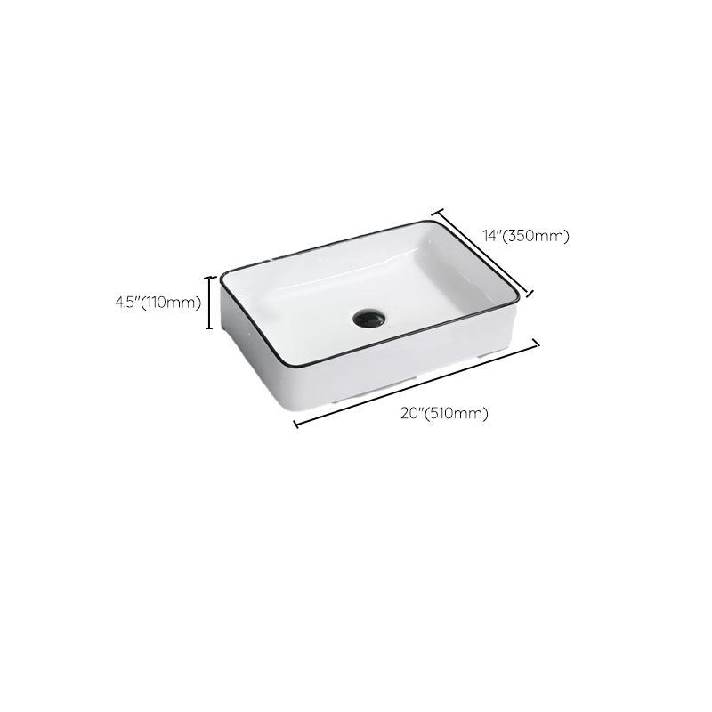 Bathroom Sink Ceramic Black Edging Anti-spill Rectangular Rod Single Handle Faucet Sink