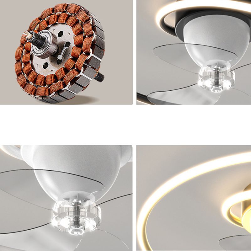 3-Blade Contemporary Ceiling Fan Polish Finish LED Fan with Light for Foyer