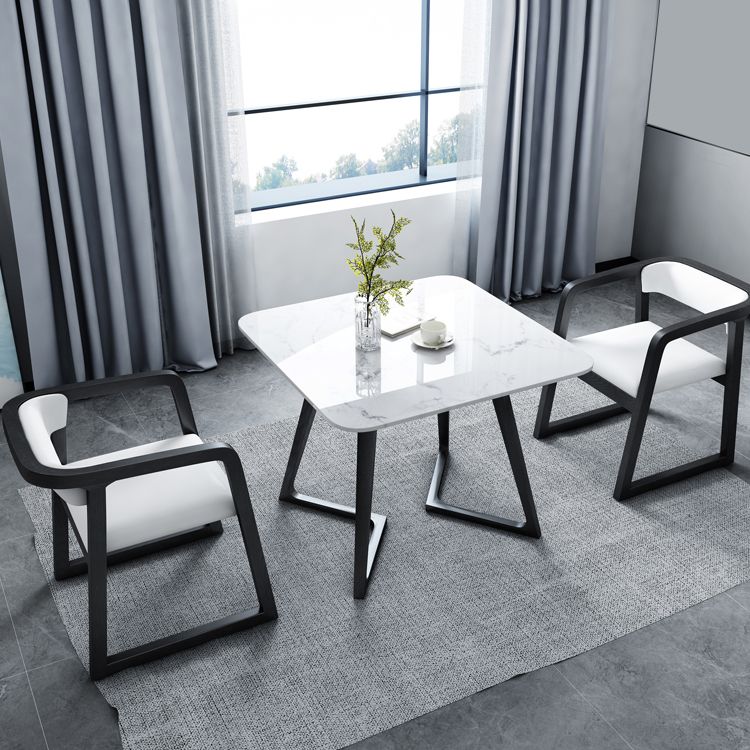 Mesa de piedra con pedestal doble, mesa de comedor de estilo industrial para interiores