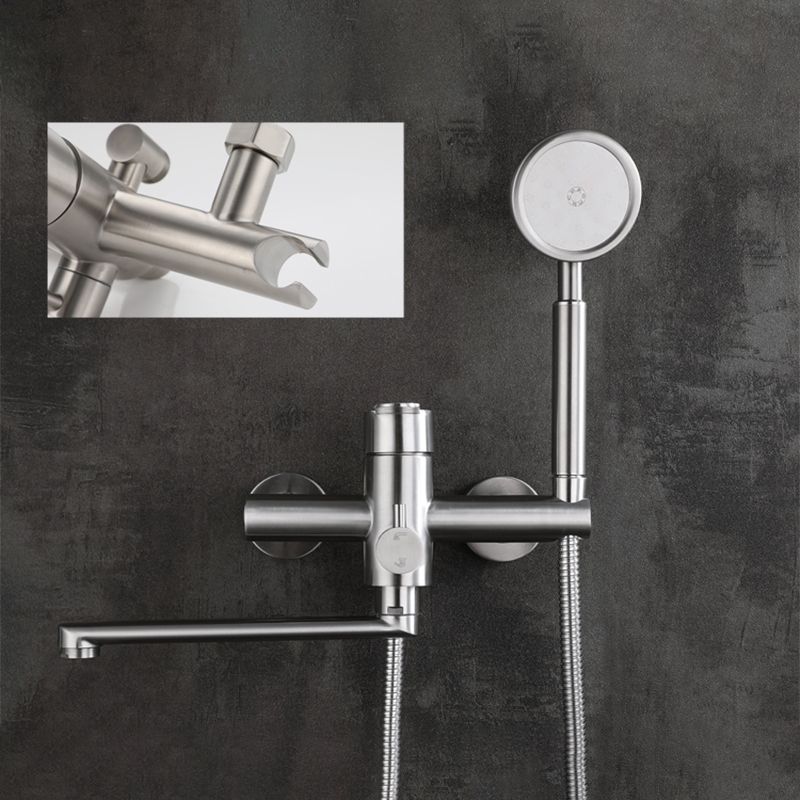 Wall Mounted Metal Tub Filler Low Arc Swivel Bathroom Faucet