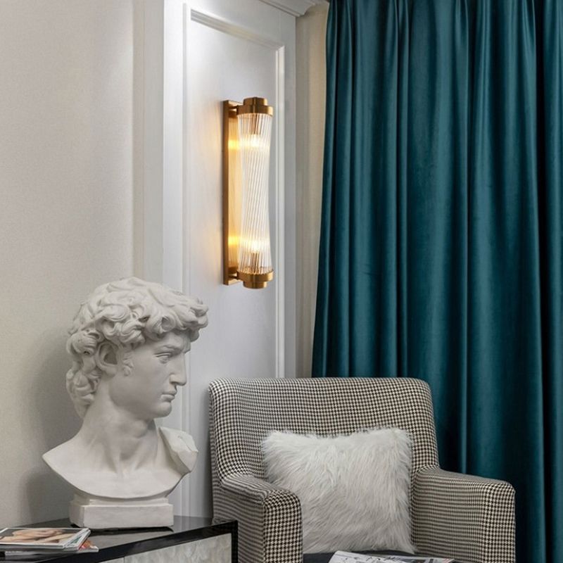 Contemporary Sconce Light Fixture Gold Shaded Wall Light Fixture with Crystal Shade