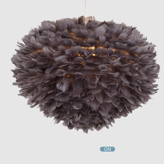 Art Deco Feather Pendant Light Fixtures Modern Creative Globe Hanging Ceiling Light for Bedroom