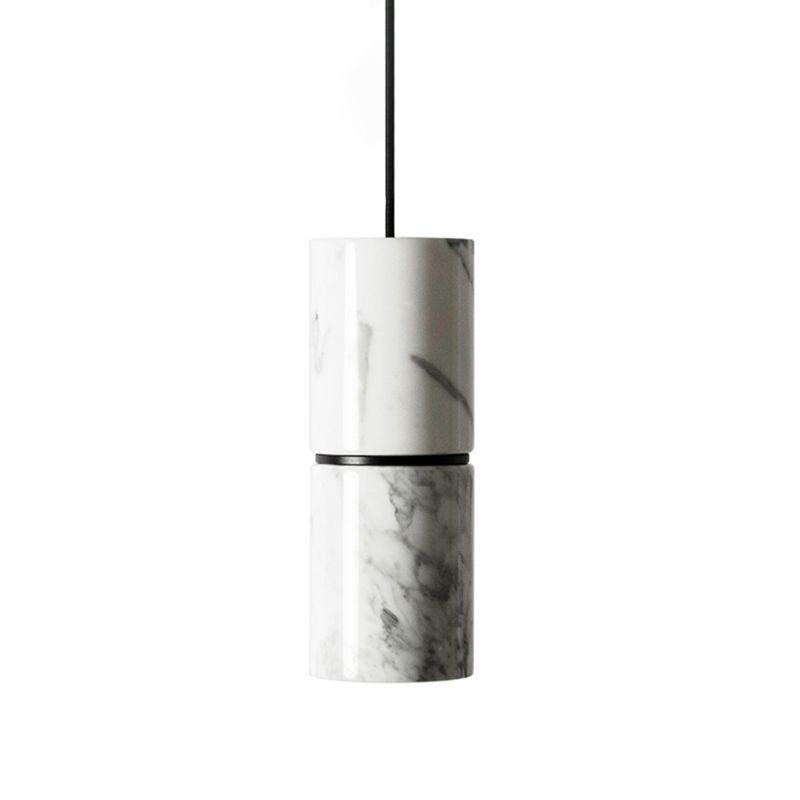 Cement Modern Pendant Light 1-Light Cylinder Ceiling Light Fixture for Dining Room