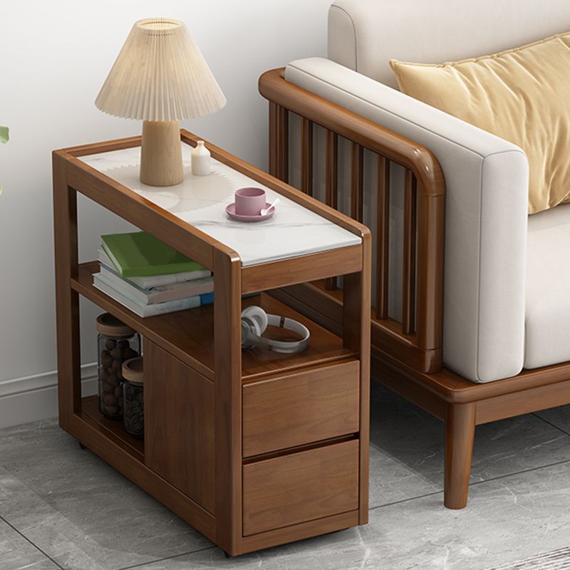 27.6" W x 11.8" D x 24.4" H End Slide Table Wood Rectangular Shape Corner Table