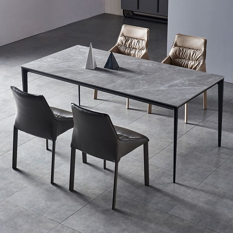 Industrial Style Sintered Stone Dining Table Aviation Aluminum Base Rectangle Table for Home