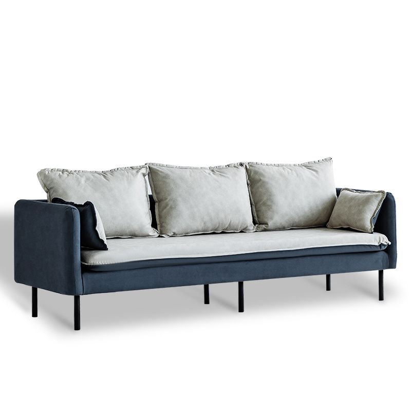 Faux Leather Sofa 27.16" High Scandinavian Tuxedo Arm Sofa with 2 Pillows