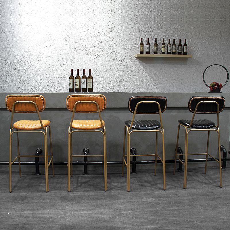 Industrial Leather Distressed Quilted Barstool Indoor Tall Stool with Rectangle Seat