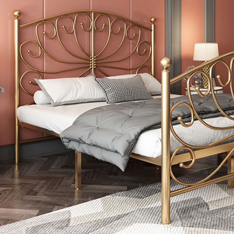 Metal Open-Frame Bed 45.27" High Wire-Grid Bed with Custom Gold Legs