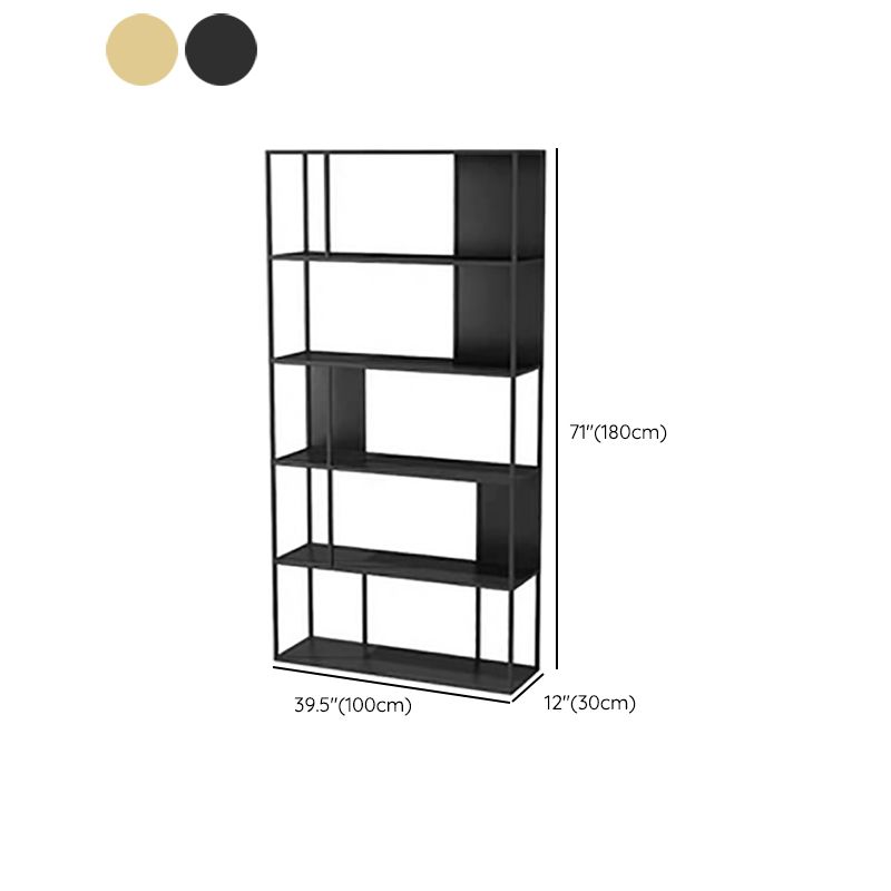 Contemporary Vertical Metal Bookshelf Open Back Bookcase with Shelves