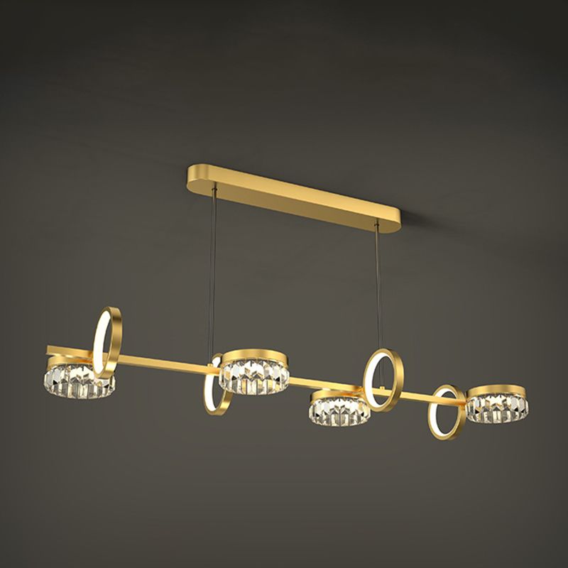 Gold Loops Island Light Postmodern LED Crystal Suspension Light for Dining Room