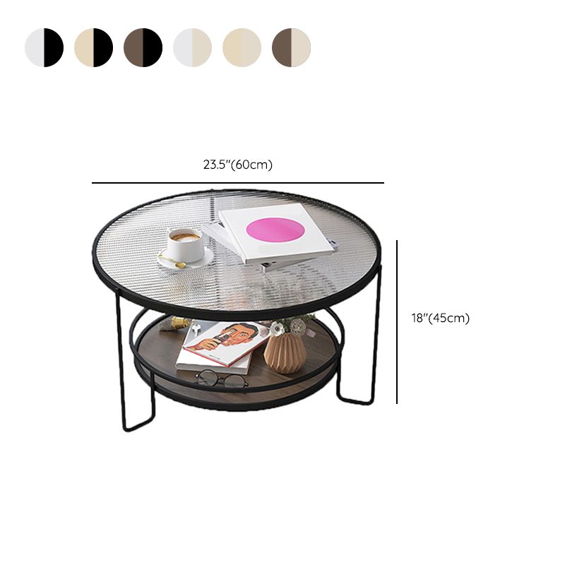 Modern Single Coffee Table Glass Coffee Table with Storage Shelf