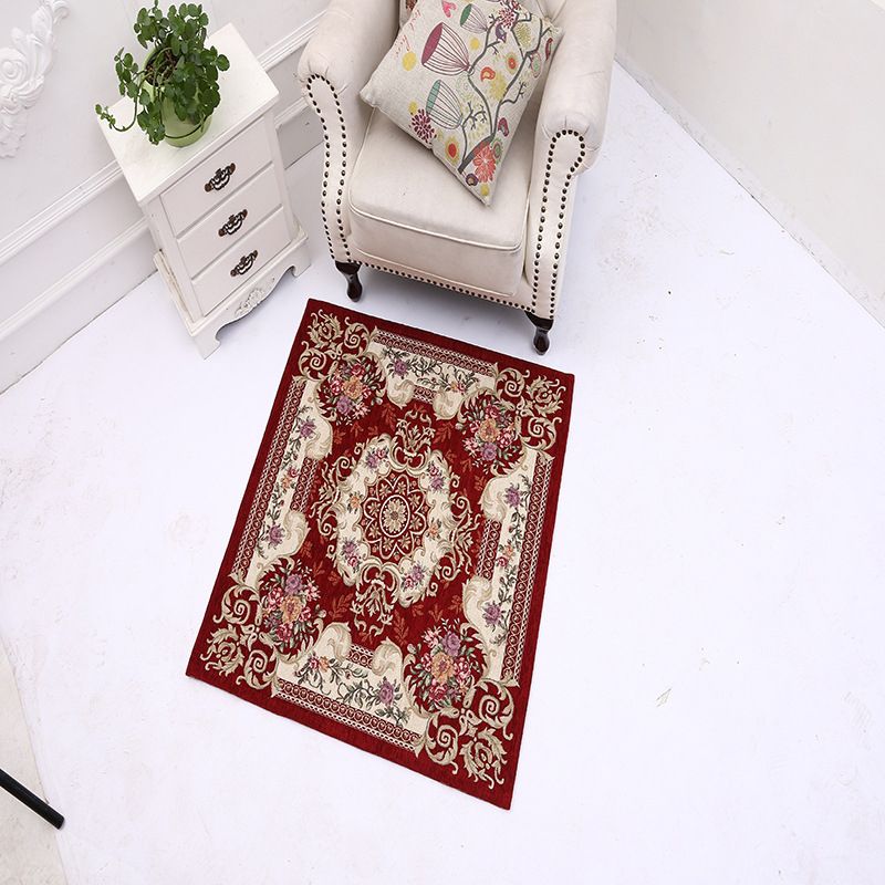 Victorian Style Foyer Rug Multi-Color Flower Print Rug Polypropylene Pet Friendly Anti-Slip Backing Washable Rug