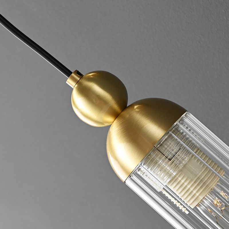 Black / Gold 1 - Light Wall Light Glass Tube Shade Solid Brass Wall Sconce
