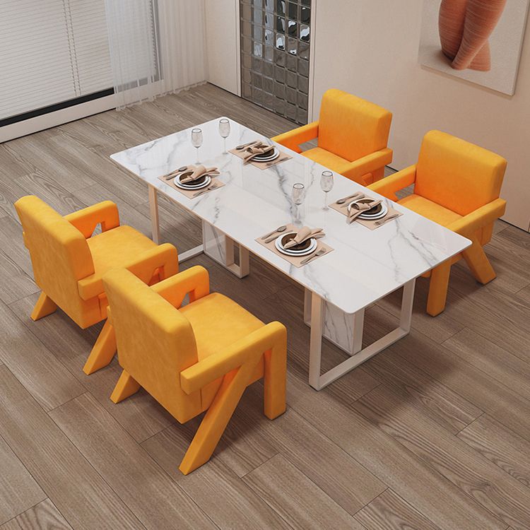 Glam Style Stone Dining Table 4 Legs Dining Table for Dining Room