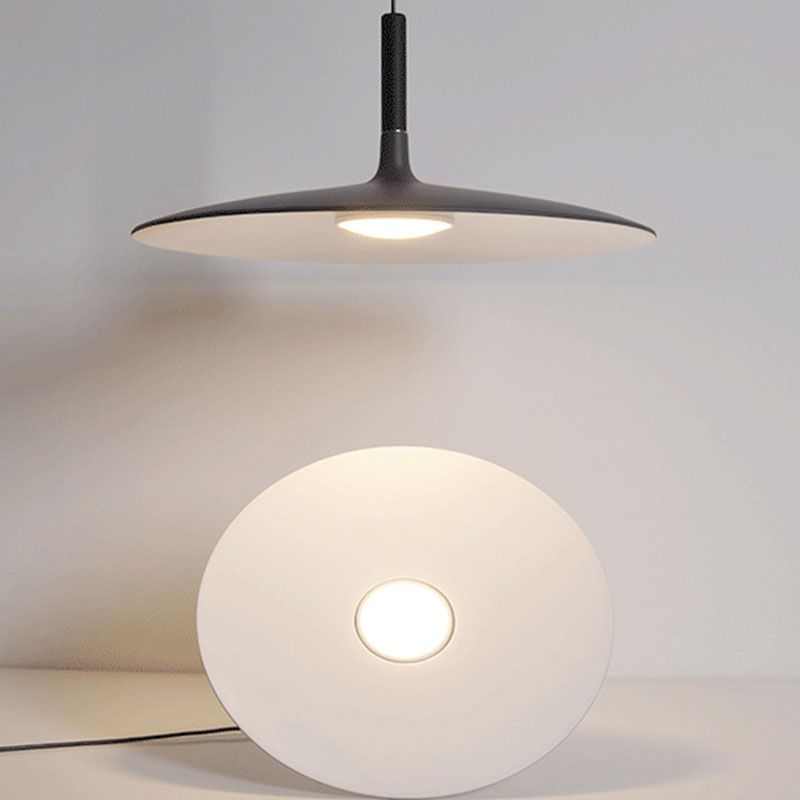 Minimalist Indoor Pendant Light, Metal Flat Shade LED Pendant Lighting